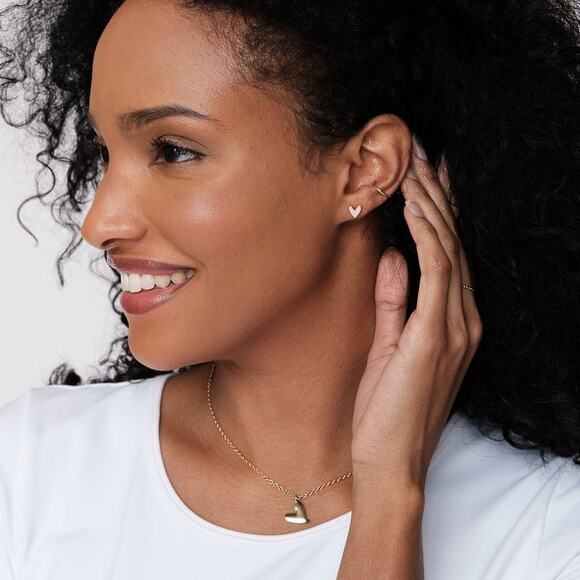 NEW Delicate Dainty Pink Sweet Heart Shaped Precious Gold Stud Earrings A0113 - Picture 4 of 14